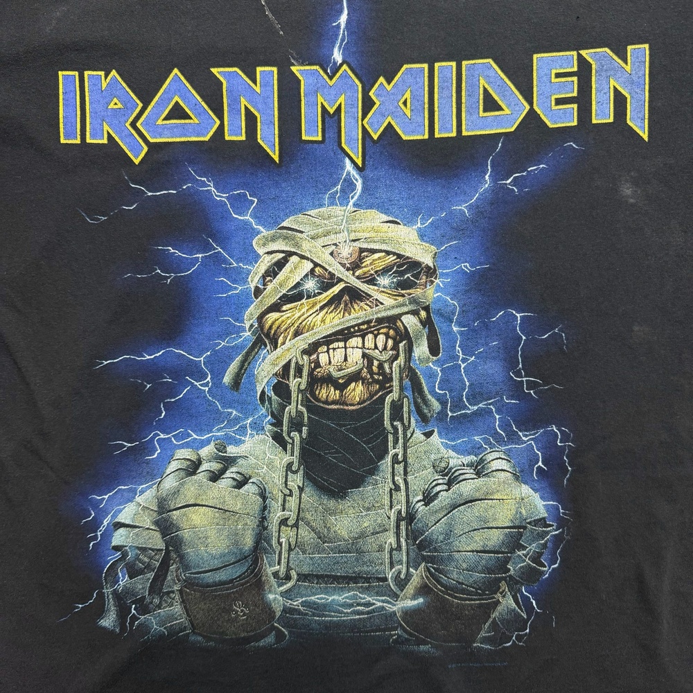 Iron Maiden Shirt Mens Large Black Eddie Chains Graphic Rock Metal Band Tee